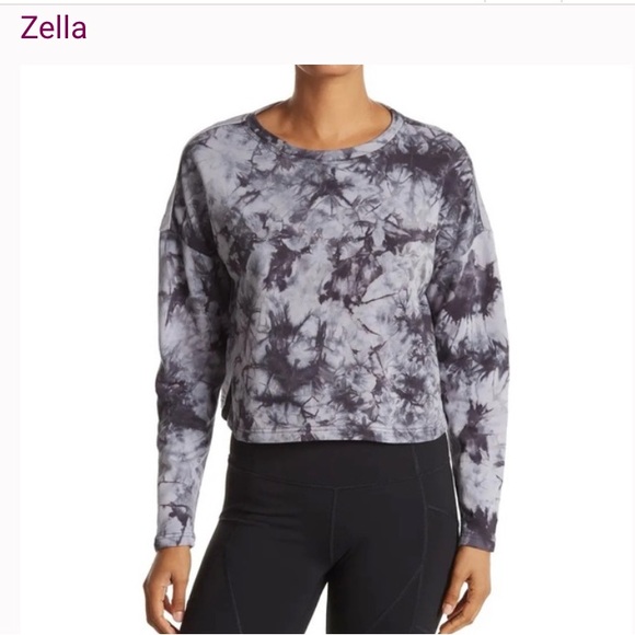 🌹Z by Zella woman’s pullover sweatshirt in navy Eclipe long sleeve cropped top - Picture 1 of 14